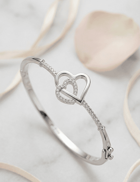 925 Silver Eternal Interlocking Heart Bangle