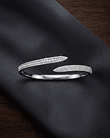 925 Silver Opulent Overlap Pearl & Pavé Bangle