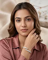 925 Silver Opulent Overlap Pearl & Pavé Bangle