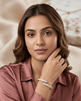 925 Silver Opulent Overlap Pearl & Pavé Bangle
