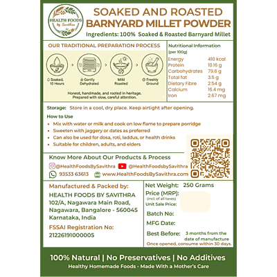 Soaked & Roasted Barnyard Millet Powder (250 g)