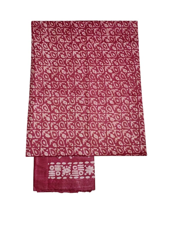 Maroon Unstitched Batik Print Cotton Salwar Suit Dress Material with Dupatta
