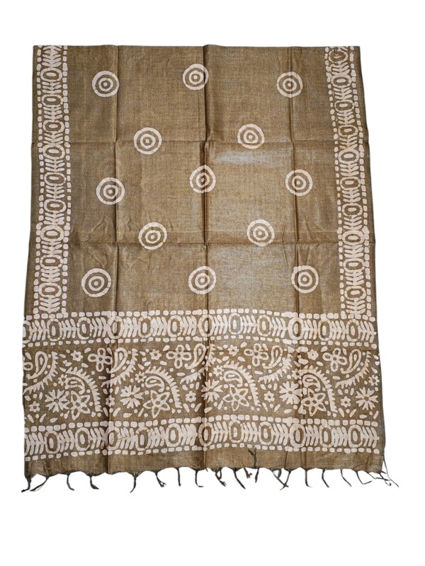 Olive Green Unstitched Batik Print Cotton Salwar Suit Dress Material with Dupatta