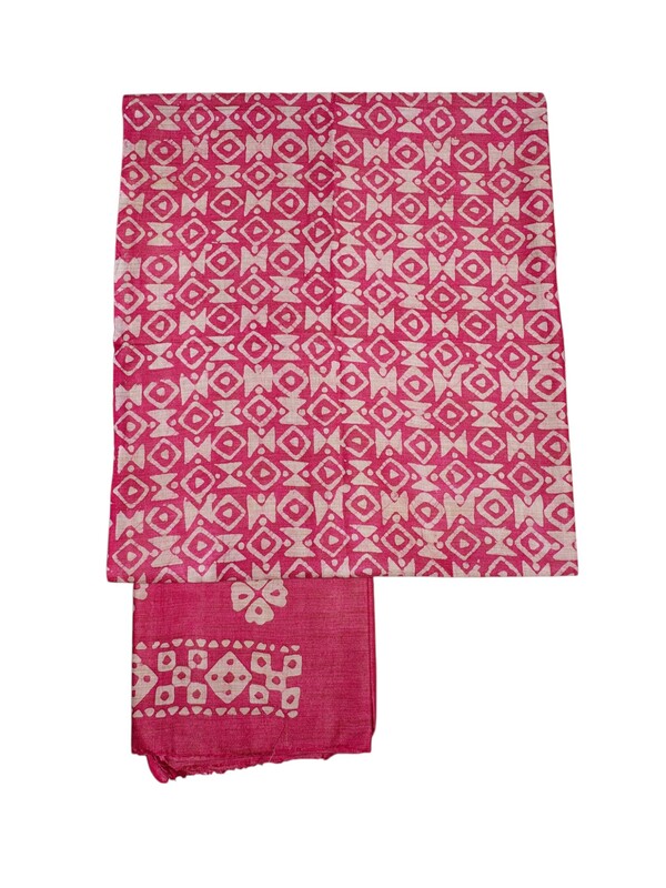 Pink Unstitched Batik Print Cotton Salwar Suit Dress Material with Dupatta