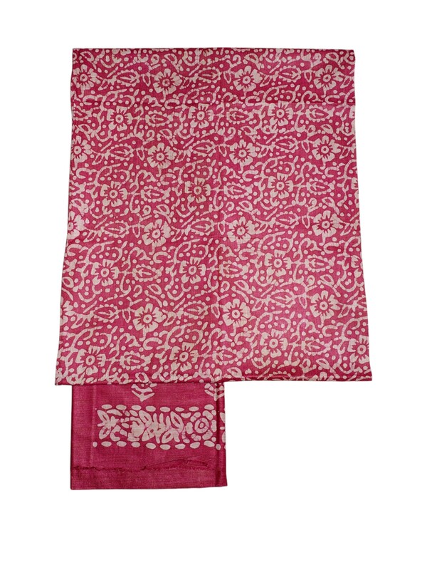 Dark Pink Unstitched Batik Print Cotton Salwar Suit Dress Material with Dupatta