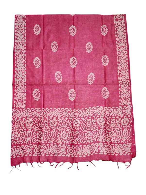 Dark Pink Unstitched Batik Print Cotton Salwar Suit Dress Material with Dupatta