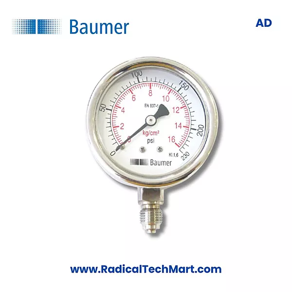 Baumer AD SS Pressure Gauge - DN 50/63 mm