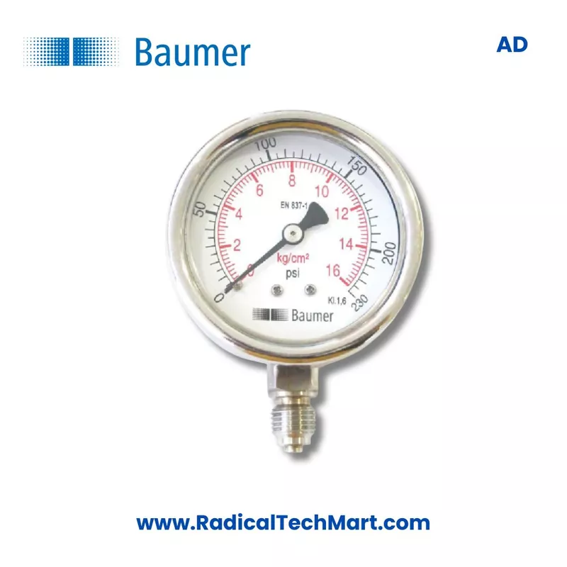 Baumer AD SS Pressure Gauge - DN 50/63 mm