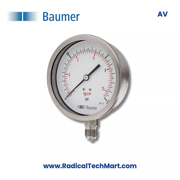 Baumer AV Stainless Steel Pressure Gauge-AVF2(Bottom Connection)--760 to 0 mmHg