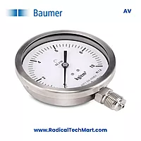 Baumer AV Stainless Steel Pressure Gauge-AVF2(Bottom Connection)--760 to 0 mmHg