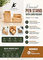 Pinewood Pen Stand With Card Holder