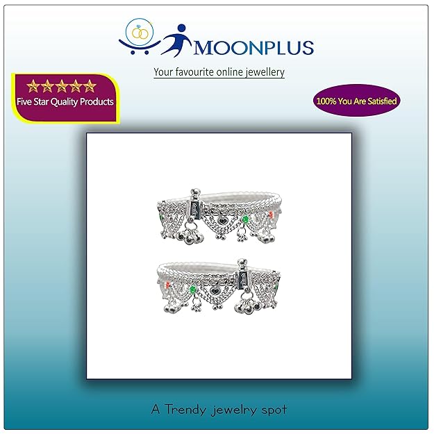 Sterling silver chain type/Enamel Design anklet for women