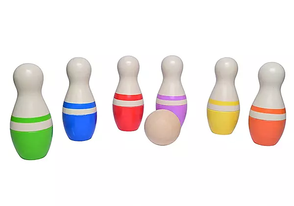 Wooden Bowling Pins Toy Set