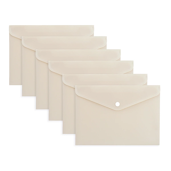 Pack of 12 A4 Ivory Soft Touch Plastic Document Wallets with Button Closure
