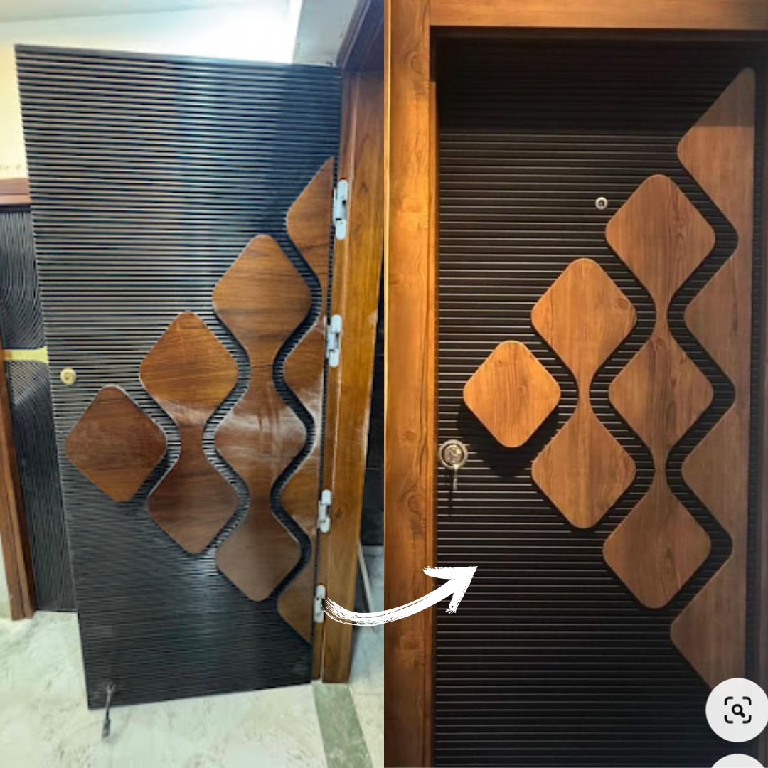 54mm HDHMR Veneer Designer Door with PU Gloss & WPC Frame (6x2.5)