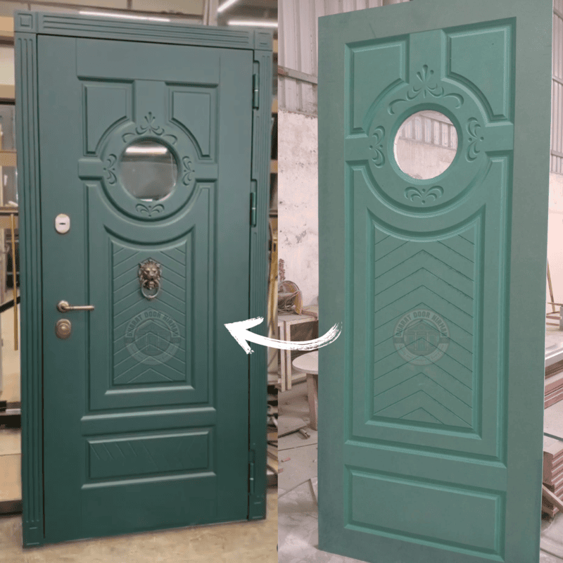 48mm HDHMR Designer Door with Centre Glass & Deco Paint Finish – Premium Main door 48mm HDHMR Designer Door with Centre Glass & Deco Paint Finish – Premium Main door