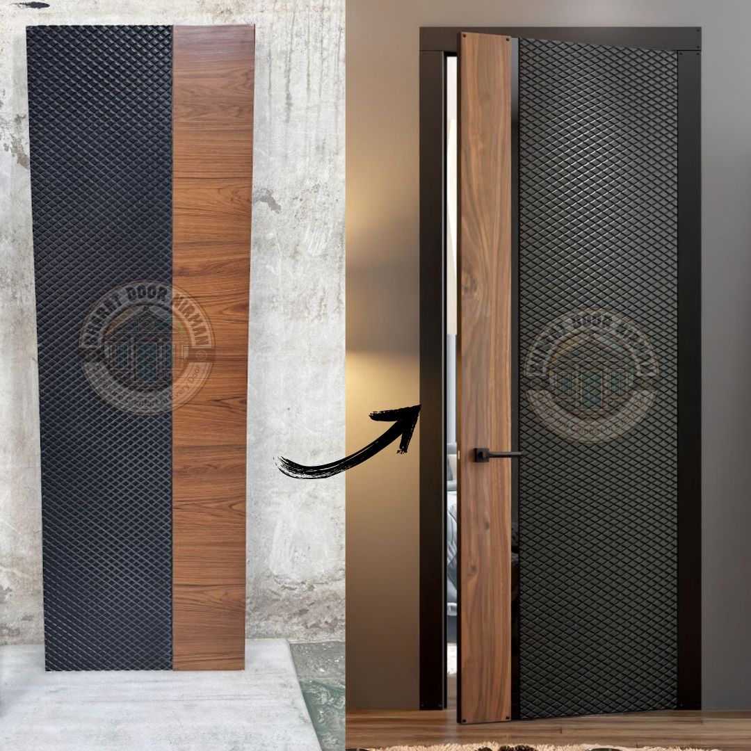 Modern Veneer & PU Painted Door with HDHMR Core & WPC Frame – Premium Entrance Door