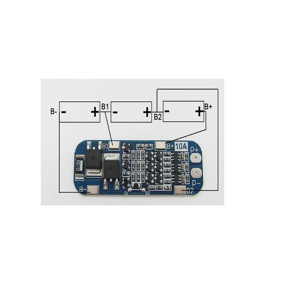 3 Series 3.7V, 7.4V, 11.1V Lithium Battery Protection Plate with Overcharge, Over Discharge, Short-Circuit Function, 10A Current Battery Management System BMS