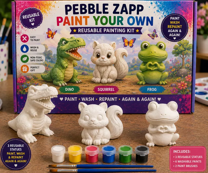 Reusable Dino T-Rex, Squirrel & Frog DIY Painting Kit