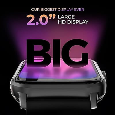 beatXP Marv Super Smart Watch| 2.0" HD Display | Ezy Pair Bluetooth Calling | AI Voice Assitance | Upto 7 Day Battery | 200+ Watchfaces | 100+ Sports Modes | SpO2 | Sleep Monitoring