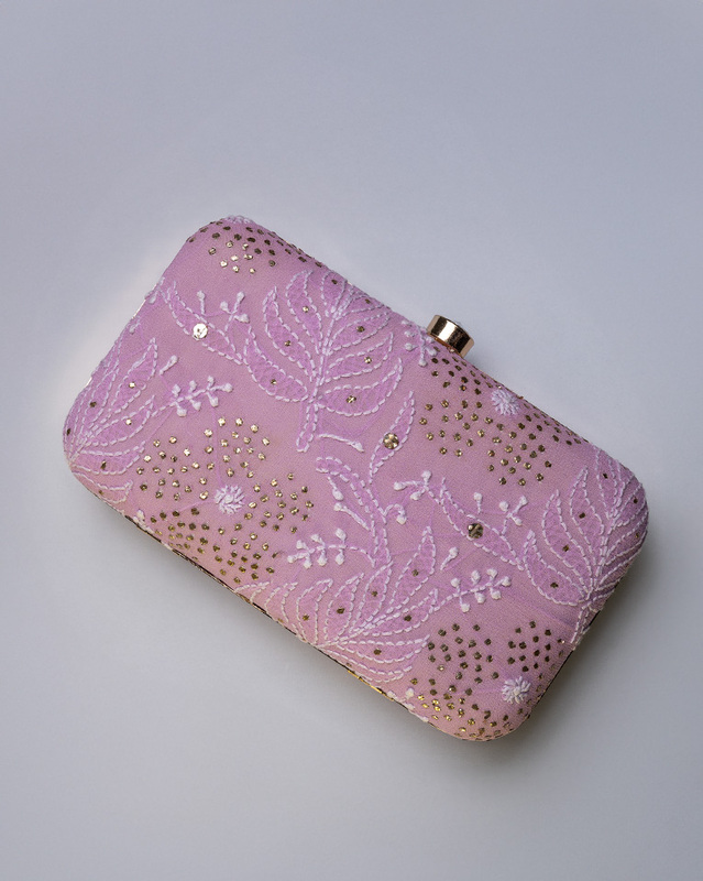 Beautiful Pink Chikankari Clutch Bag – Handmade in Lucknow