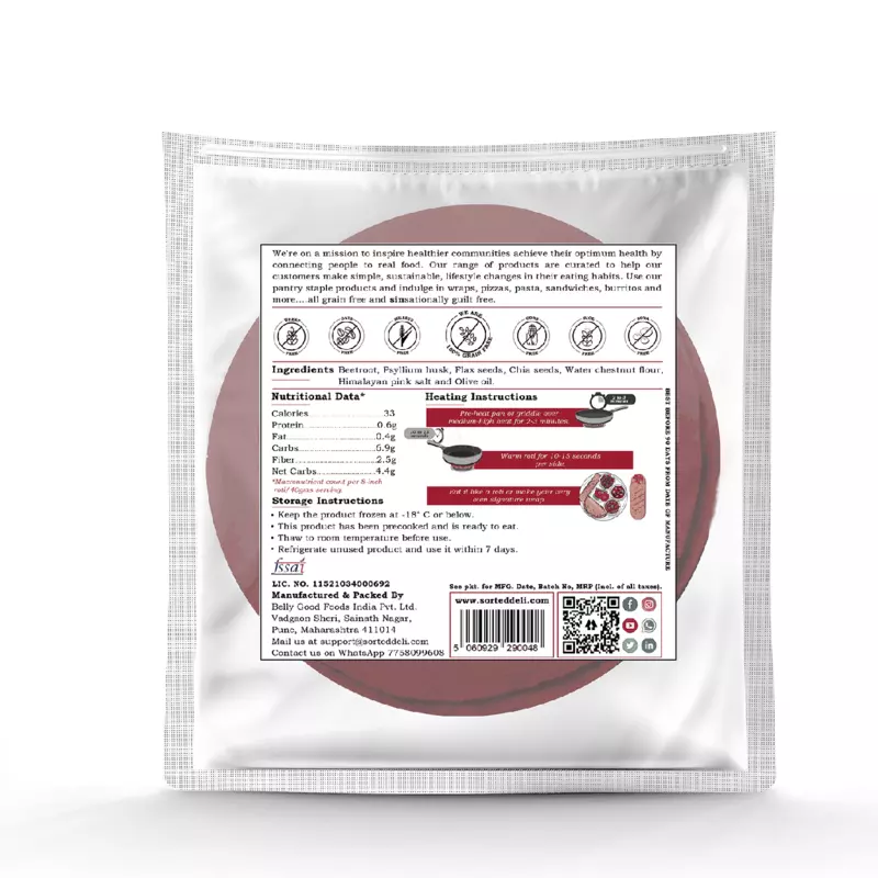 Beetroot Roti (Pack Of 5) | 4.4 Gms Net Carbs