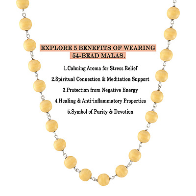 925 Sterling Silver tied Sandalwood Mala 54 Pure Beads of Fragrance , Peace 925 Sterling Silver tied Sandalwood Mala 54 Pure Beads of Fragrance , Peace