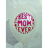 The Magic Balloons-Best Mom Ever Balloons for Mom’s Birthday Mother's Day Party and Decoration. 12” Metallic Dark Pink and Metallic white latex balloons pack of 10 pcs- 181438