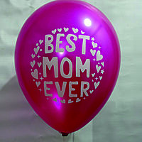 The Magic Balloons-Best Mom Ever Balloons for Mom’s Birthday Mother's Day Party and Decoration. 12” Metallic Dark Pink and Metallic white latex balloons pack of 10 pcs- 181438