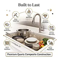 Quartz Edge Single Bowl Sink (Ivory Stone)