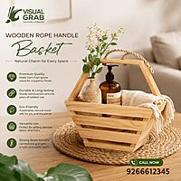 Wooden Rope Handle Basket