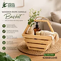 Wooden Rope Handle Basket