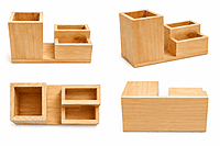 Pinewood Pen Stand With Card Holder