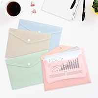 Pack of 12 A5 Light Pastel Blue Soft Touch Plastic Document Wallets with Button Closure