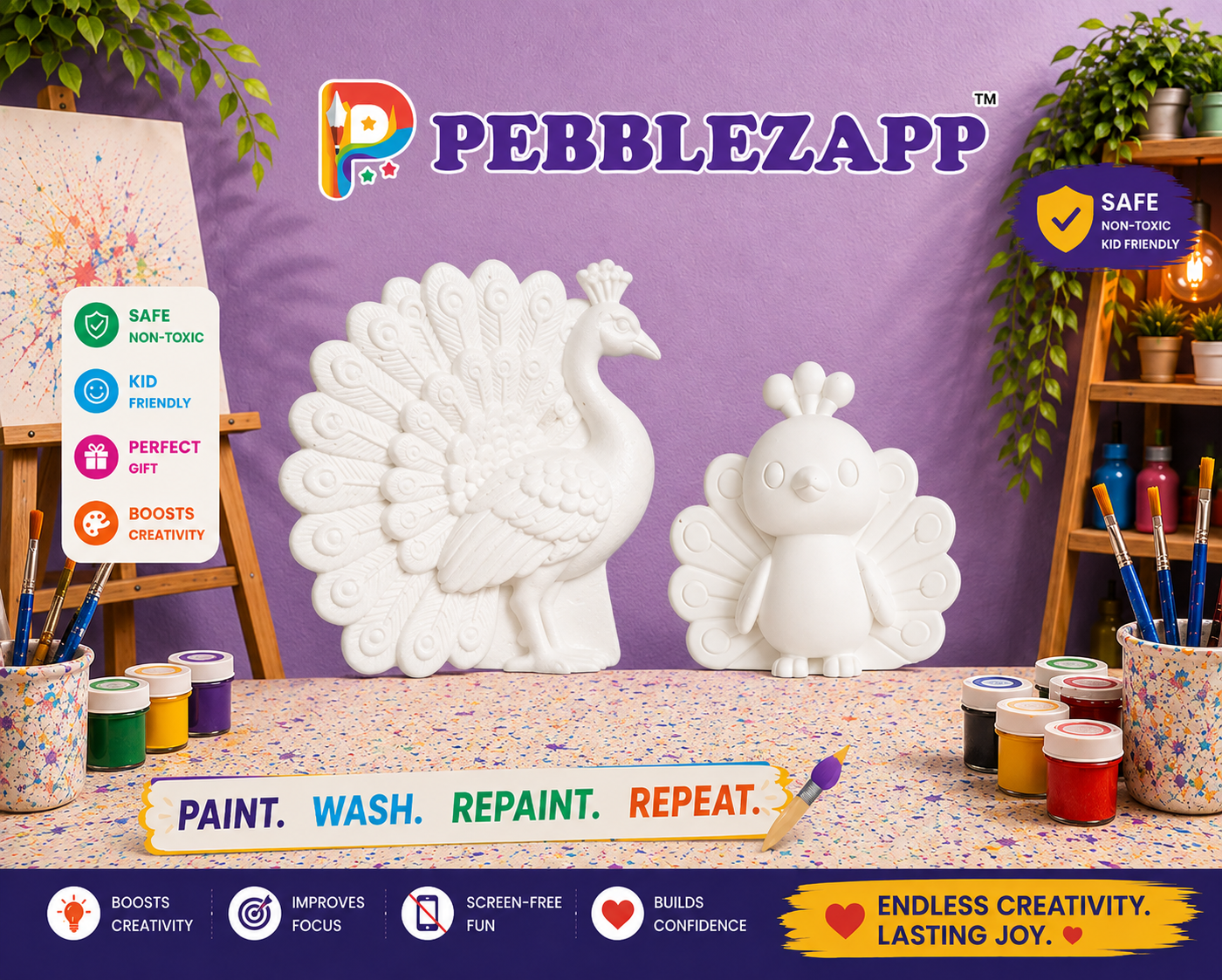 Reusable Big peacock + small peacock DIY Painting Kit