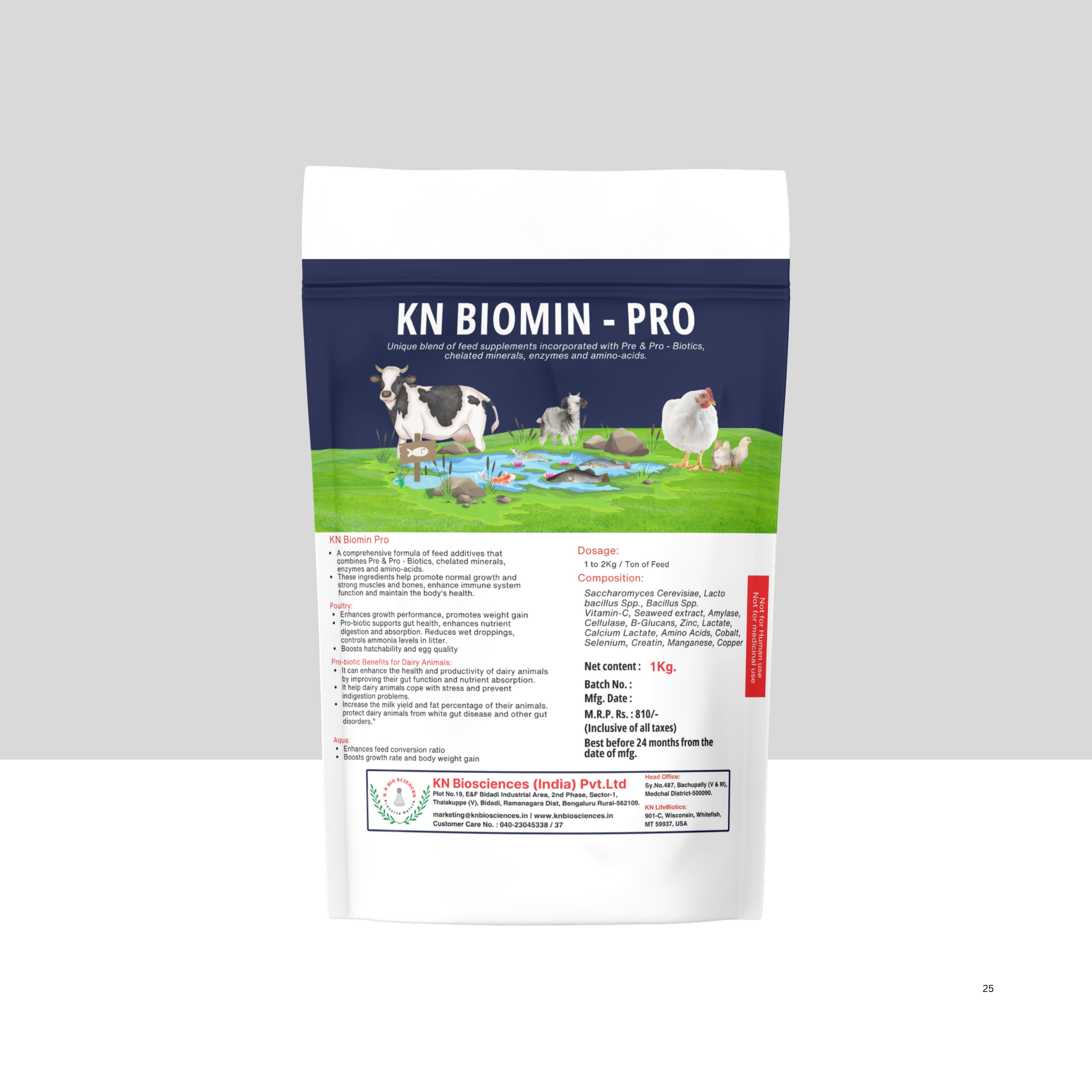 KN BIOMIN-PRO - Premium Probiotic Feed Supplement for Poultry, Dairy & Aquaculture