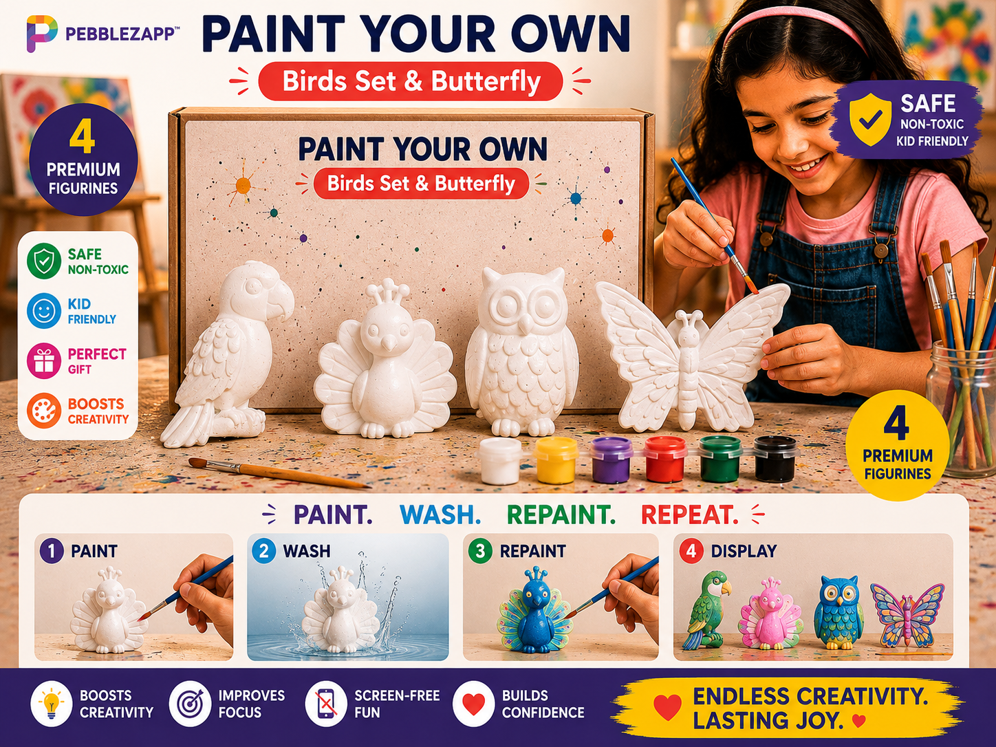 Reusable Birds Set +Butterfly DIY Painting Kit โ Set of 4