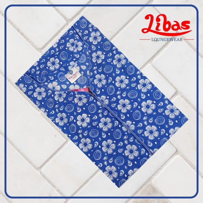 Blashphemous Blue Bizi Lizi Nighty With Floral Print All Over From Libas Loungewear - AL1032