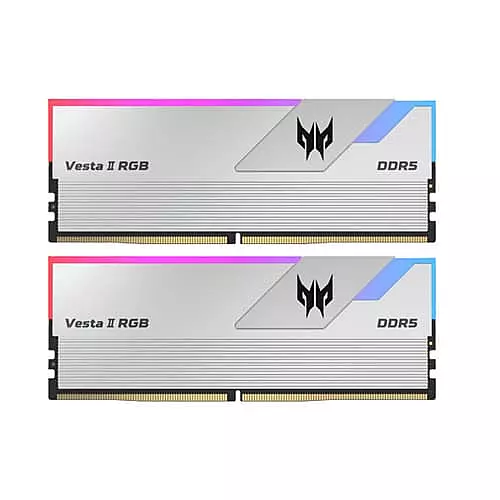 Acer Predator Vesta II RGB Silver 32GB DDR5 7200MHz RAM – CL34 | 16GB×2 UDIMM