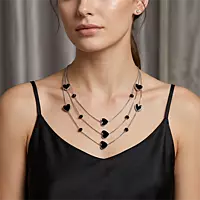 Black Heart Layered Necklace