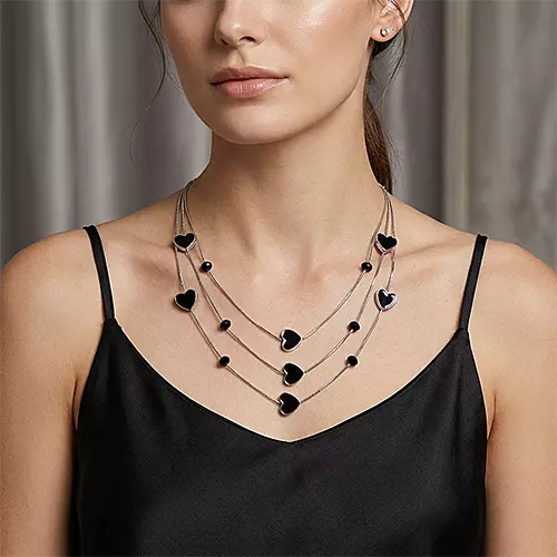 Black Heart Layered Necklace