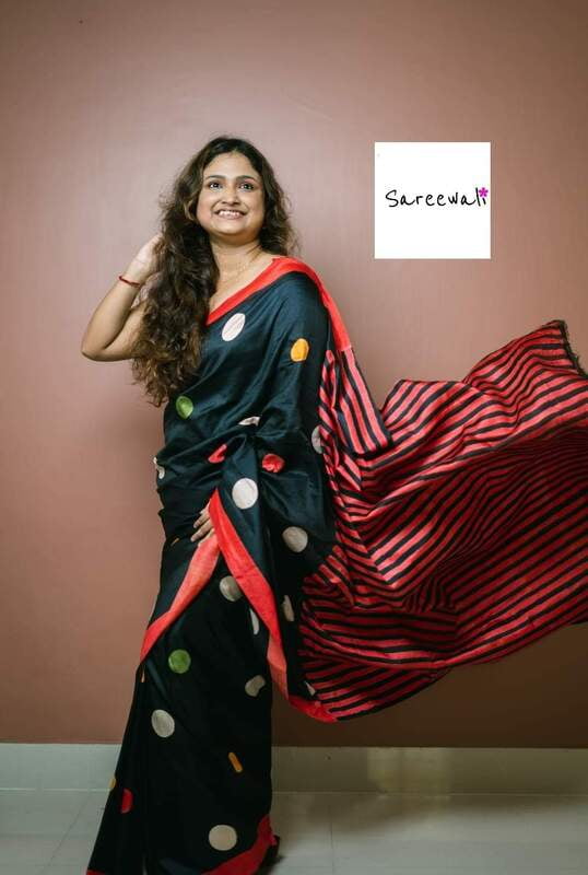 Black multiple color Polka dot on pure Mulberry silk Black multiple color Polka dot on pure Mulberry silk