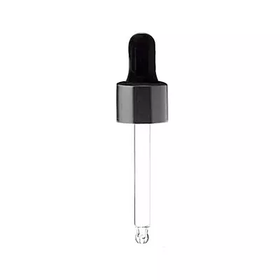 SERUM DROPPER Cap Full BLACK Glass 18mm NECK