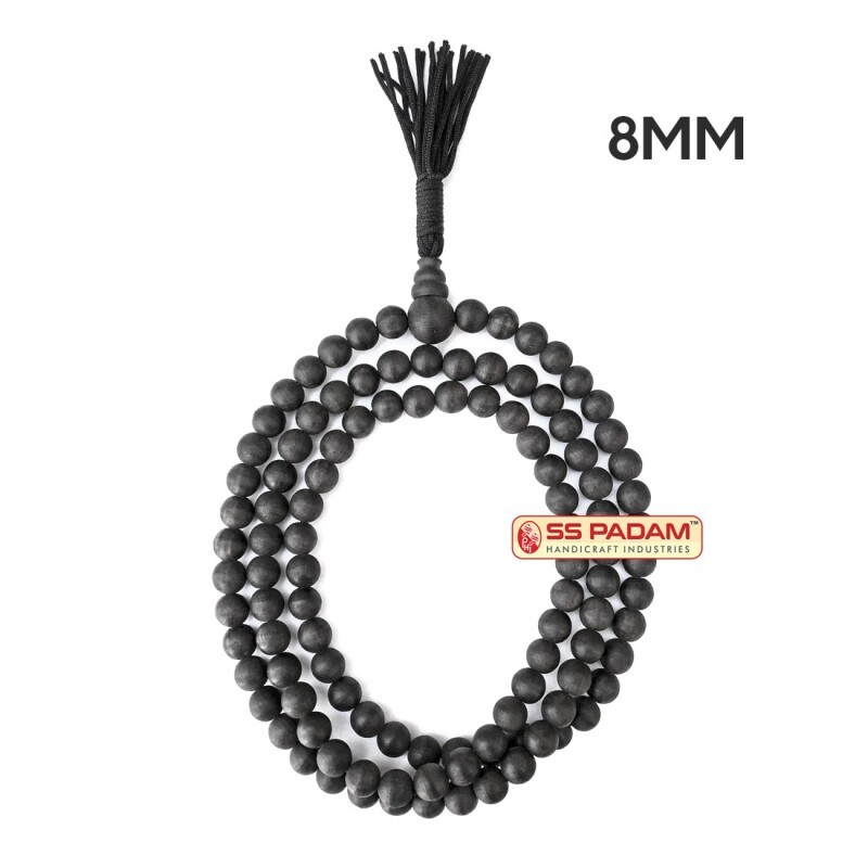 8MM Black Ebony Wood Karungali Mala Black Tassel