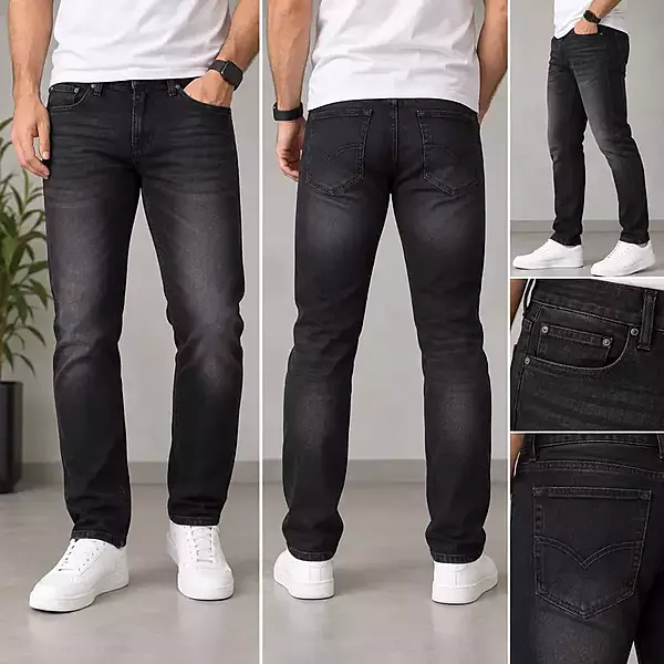 Men’s Dark Charcoal Slim Fit Denim Jeans