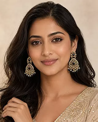 Aabira Noir Pearl Teardrop Earrings