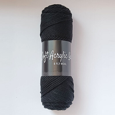 Soft Acrylic Yarn 8 ply Black