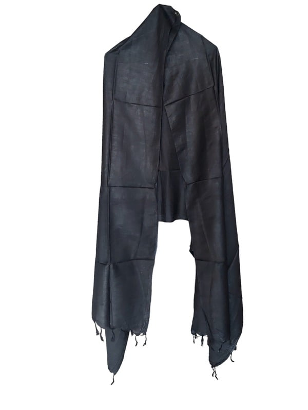 Black Solid Cotton Silk Dupatta