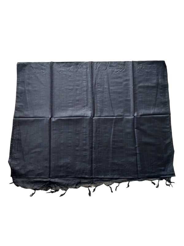 Black Solid Cotton Silk Dupatta