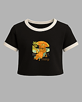 Women's Black Beach Bear Graphic Printed Crop Top